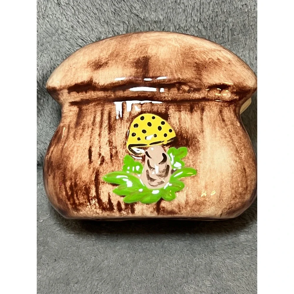 Vintage‎ Arnels Mushroom Napkin Holder Ceramic Woodland Cottage Kitchen MCM